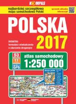 Okładka książki Atlas samochodowy Polski 2017 kompas 1:250 000 