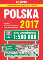 Okładka książki Atlas samochodowy Polski 2017 kompas 1:500 000 