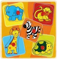 Opakowanie Drewniana układanka z pinezkami mała Zoo