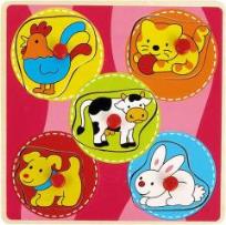 Opakowanie Drewniana układanka z pinezkami mała Zwierzęta