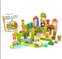 Opakowanie Klocki drewniane w wiaderku 100 el. Las