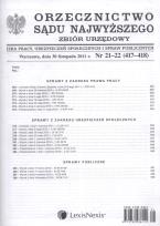 Opakowanie Orzecznictwo Sądu Najwyższego. Izba Pracy, Ubezpieczeń Społecznych i Spraw Publicznychnr 21-22/2011