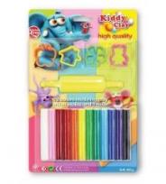 Opakowanie Plastelina 12 kolorów 165g+foremki+wałeczek NARA