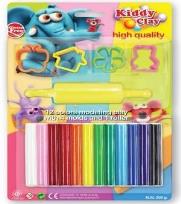 Opakowanie Plastelina 24 kolory 300g+ foremki+wałeczek NARA