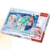 Opakowanie Puzzle Plus 54 + Naklejki Kraina Lodu  Magiczna moc Elsy