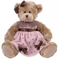 Opakowanie Misia Daizy sukienka różowa welur groszki 33cm