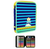 Opakowanie Piórnik MILAN 1-poziomowy duży z wyposażeniem ANCHOR CLUB 2 niebieski