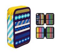 Opakowanie Piórnik MILAN 2-poziomowy z wyposażeniem ANCHOR CLUB 2 niebieski wzorki