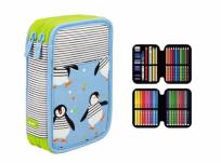 Opakowanie Piórnik MILAN 2-poziomowy z wyposażeniem PENGUINS