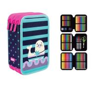 Opakowanie Piórnik MILAN 3-poziomowy z wyposażeniem  ANCHOR CLUB 2 róż