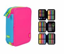 Opakowanie Piórnik MILAN 3-poziomowy z wyposażeniem  CAPSULE MIX róż