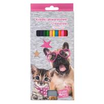 Opakowanie Kredki akwarelowe Studio Pets 12 sztuk + temperówka