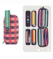 Opakowanie Multipiórnik MILAN owalny z 4 piórnikami PULU LAND róż kratka