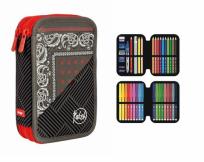 Opakowanie Piórnik MILAN 2-poziomowy z wyposażeniem PATCH szary