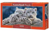 Opakowanie Puzzle 600 Panoramiczne:Snow Leopard Cubs