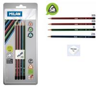 Opakowanie 4 ołówki trójkątne MILAN + gumka 430