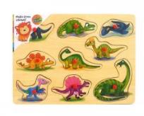 Opakowanie Drewniana układanka z pinezkami Dinozaury