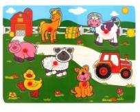 Opakowanie Drewniana układanka z pinezkami Na wsi