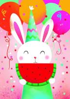 Opakowanie Karnet B6 Urodziny Królik