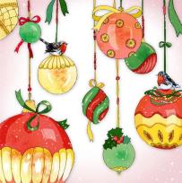 Opakowanie Karnet Swarovski kwadrat Święta Bombki