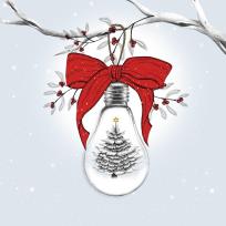 Opakowanie Karnet Swarovski kwadrat Święta Choinka w żarówce