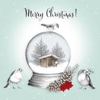 Opakowanie Karnet Swarovski kwadrat Święta Domek w kuli Napis