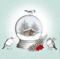 Opakowanie Karnet Swarovski kwadrat Święta Domek w kuli