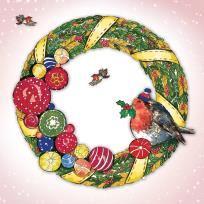 Opakowanie Karnet Swarovski kwadrat Święta Wieniec kolorowy