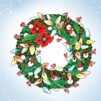 Opakowanie Karnet Swarovski kwadrat Święta Wieniec zielony