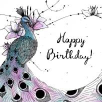 Opakowanie Karnet Swarovski kwadrat Urodziny paw