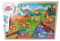 Opakowanie Układanka drewniana z dużymi pinezkami Safari