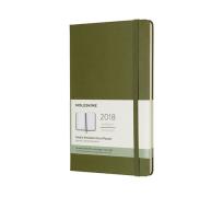 Okładka książki Kalendarz tygodniowy Moleskine 12M L, twarda oprawa, oliwkowy