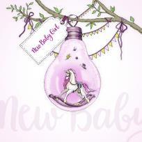 Okładka książki Karnet Swarovski kwadrat Narodziny dziewczynka żarówka