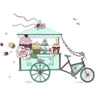 Opakowanie Karnet Swarovski kwadrat Rower z babeczkami