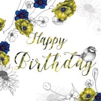 Okładka książki Karnet Swarovski kwadrat Urodziny kwiaty zielone