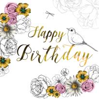 Opakowanie Karnet Swarovski kwadrat Urodziny kwiaty