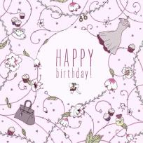 Opakowanie Karnet Swarovski kwadrat Urodziny różowe