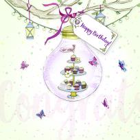 Okładka książki Karnet Swarovski kwadrat Urodziny tort żarówka