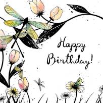 Opakowanie Karnet Swarovski kwadrat Urodziny ważki