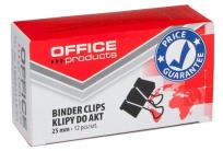 Opakowanie Klipy do dokumentów Office Products 25mm 12 sztuk czarne