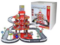 Opakowanie Parking 4-poziomowy z drogą i samochodami czerwony