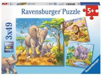 Opakowanie Puzzle Dzikie zwierzęta 3x49