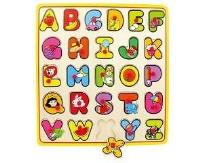 Opakowanie Drewniana układanka z pinezkami Literki