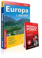 Okładka książki Europa atlas samochodowy 1:800 000 + Pierwsza pomoc - krok po kroku - ilustrowana instrukcja
