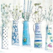 Opakowanie Karnet kwadrat z kopertą Five Vases in Blues