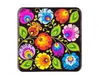 Opakowanie Podkładka korkowa FOLK na ludowo - łowicka czarna