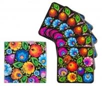 Opakowanie Podkładki korkowe FOLK-zestaw 6szt-łowickie czarne