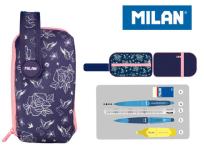 Opakowanie Multipiórnik Milan owalny mini z 1 piórnikiem Flowers niebieski