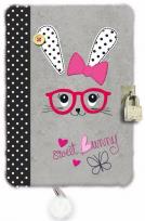 Opakowanie Pamiętnik z kłódką szary króliczek