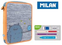 Opakowanie Piórnik Milan 1-poziomowy duży z wyposażeniem MIMO pomarańcz